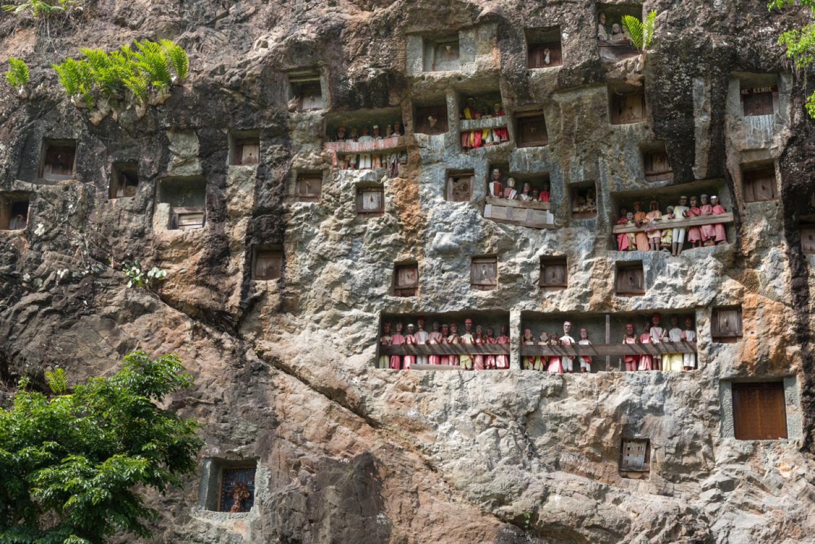 Grabfelsen von Lemo mit geschnitzten Balkonen, Tana Toraja